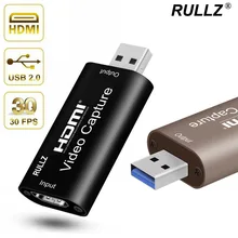 RULLZ Mini 4K USB 2,0 3,0 HDMI Карта видеозахвата 1080P 60FPS пластина для телефона компьютера игр запись RULLZ Mini 4K USB 2,0 3,0 HDMI Карта видеозахвата 1080P 60FPS пластина для телефона компьютера игр запись