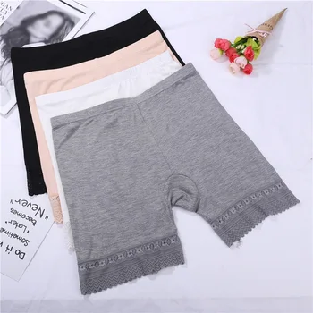 

Seamless Lace Safety Pants Women Underwear Mid-Waist Plus Size Panties Anti-Light Safety Shorts