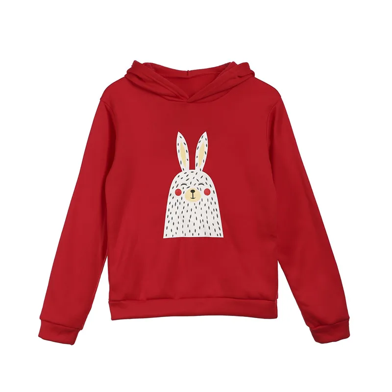 Одинаковая одежда для семьи с кроликом; Рождественские толстовки с капюшоном для взрослых; милый свитер; пуловер с капюшоном; сезон зима-осень