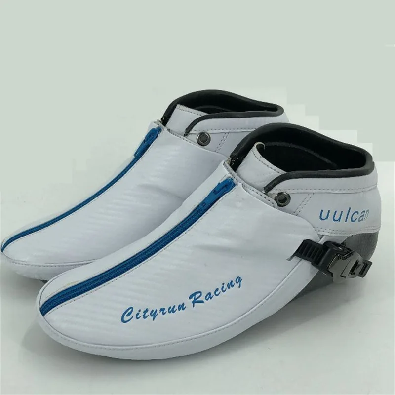 White boot Only CITYRUN Ледовые коньки обувь сапоги на молнии перемещение Ice Blade Катание на коньках 380 мм 410 мм 430 мм 62 нож HRC трек клен Скорость гонки - Цвет: White boot Only