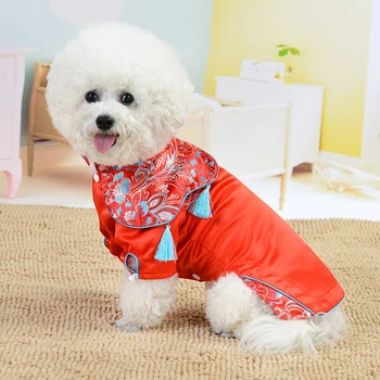 

Chinese pet cheongsam summer dress autumn dress oriental style casual embroidery dog jacket T-shirt clothes