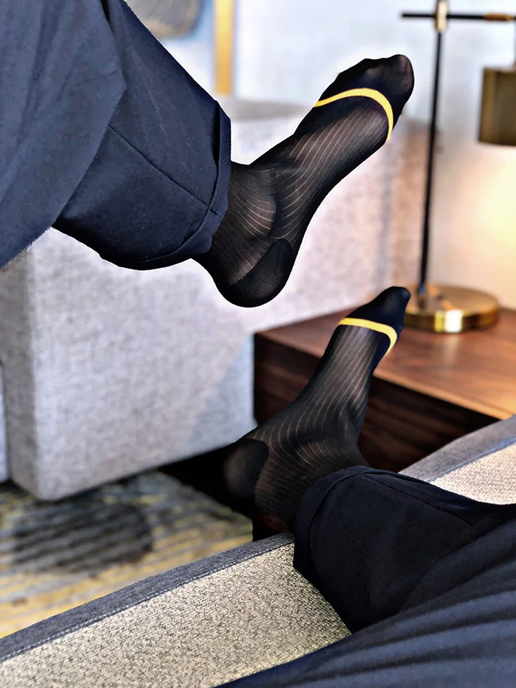 Мужские носки, ультра тонкие шелковые носки, мужские вечерние носки, сексуальные прозрачные носки, эротические мужские деловые носки