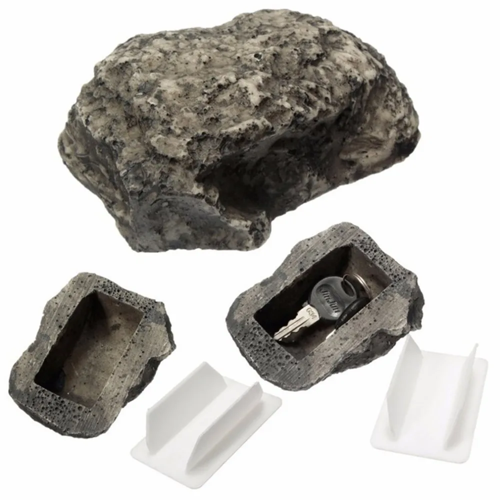 

Desktop Keys Storage Box Organizer Stone Shape Security Safe Storage Box Portable Small Size Resin Material
