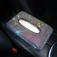 Горный хрусталь автомобильная коробка для салфеток с кристаллами, авто роскошный держатель для салфеток, блок-тип, коробка для салфеток, автомобильный Стайлинг, украшенная Крышка для женщин