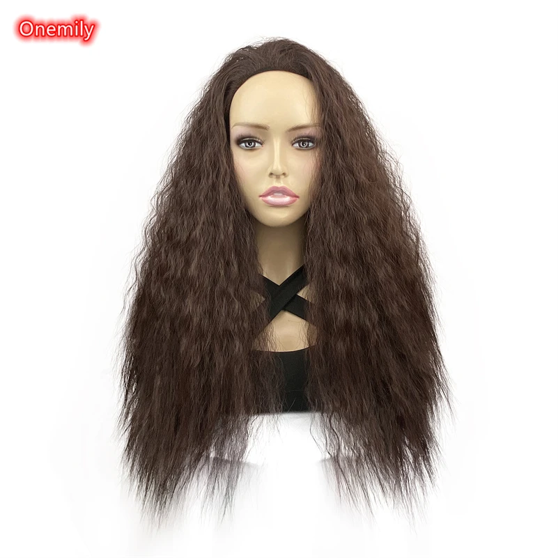 

Onemily Yaki Straight Wigs for Black Women Very Long Soft Shaggy Synthetic Natural Silky Wig for Daily Wear