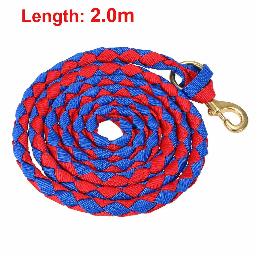 Red Blue 2m Плетеная веревка для лошади, веревка для лошади, плетеная веревка для лошади с латунной защелкой, 2,0 м/2,5 м/3,0 м - Цвет: Red Blue 2m