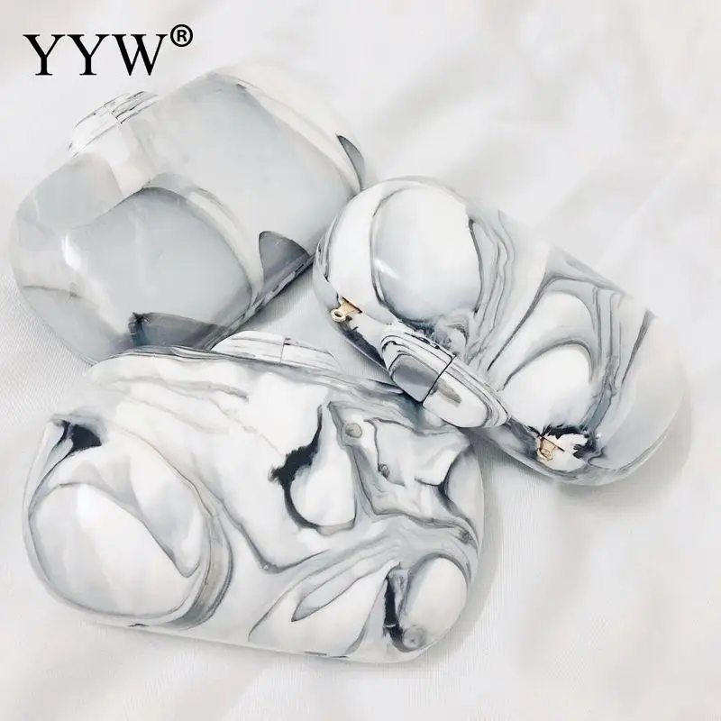 

Acrylic Clutch Bag Waterproof Fashion Sling Bags Designer Marbling White Clutches And Purse Luxury Evening Pouch Bags Wholesale