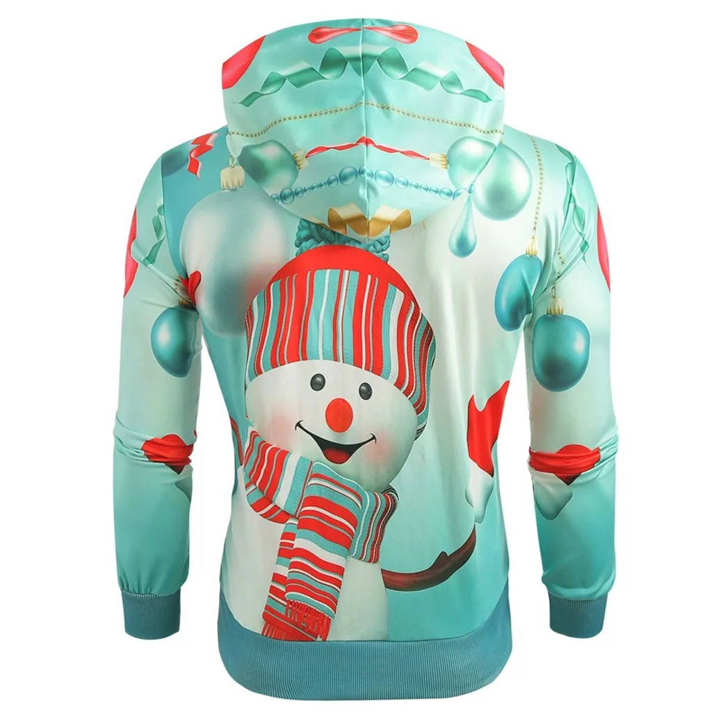 Дизайн, зимняя теплая Женская и мужская толстовка, Рождественский топ размера плюс, большой карман, мультяшный снеговик, принт, толстовка, пуловер, Топ