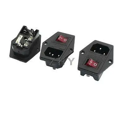 

Panel Mount Fuse Holder IEC320 C14 Inlet I/O Button Power Socket 250VAC 10A 3Pcs