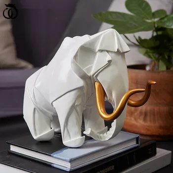 

WU CHEN LONG Modern Abstract Origami Animal Art Sculpture Creative Mammut Tiger Elephant Figurines Resin Craft Home Decor R5836