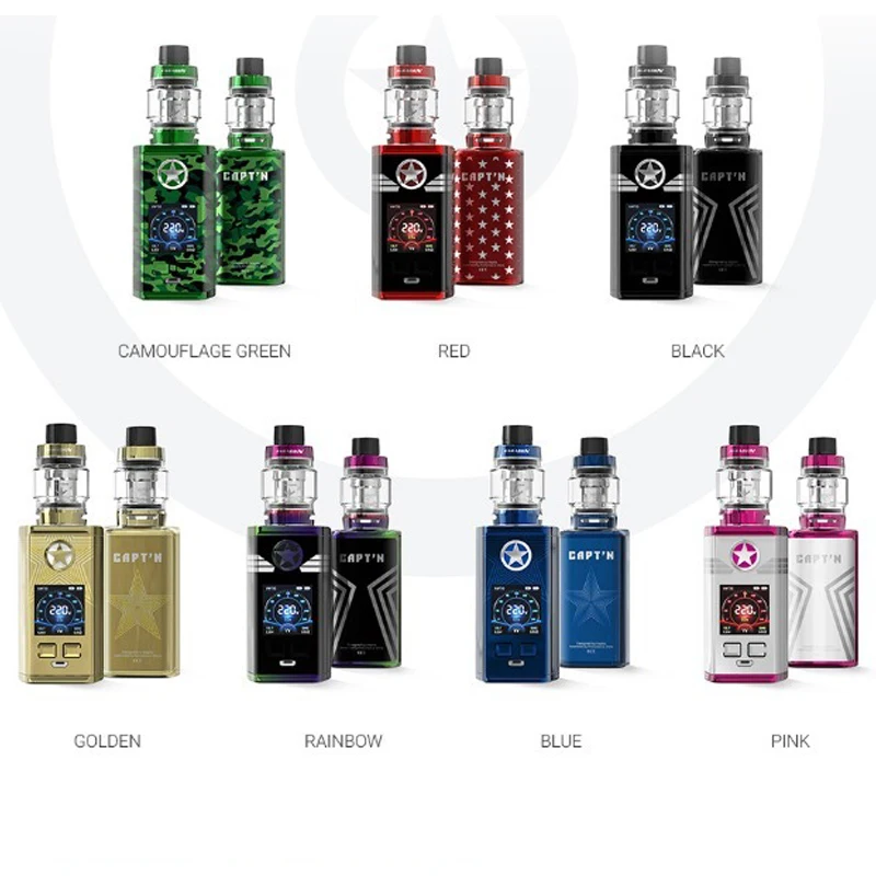 

Authentic Electronic Cigarette Vaptio CAPT'N Paragon Kit 2ml/8ml AtomizerTop filling with 220w box mod Fit 510ThreadTank