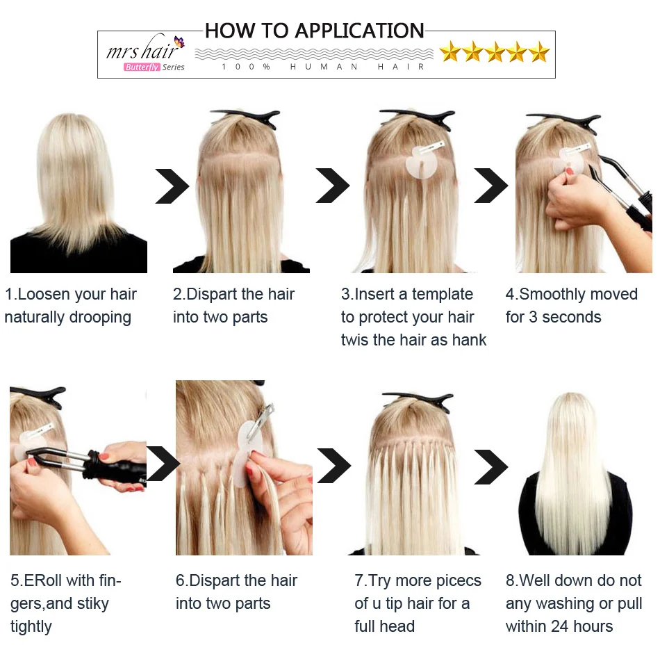 MRSHAIR Keratin Nail U Tip Hair Extensions Fusion Human Hair Extension ...