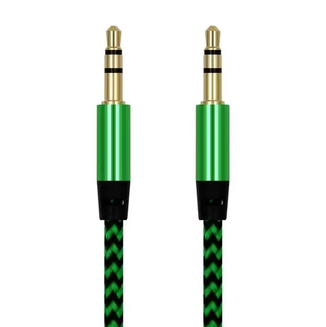 1 м нейлоновый радио Aux кабель 3,5 мм до 3,5 мм аудио кабель штекер-мужской автомобильный Aux Шнур для iphone samsung xiaomi huawei - Название цвета: Green