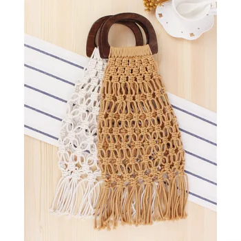 

Realer Women Handbags Woven Bags Top-handle Female Beach Bags for Summer Travel/shopping Bags with Wooden 2020 Bohemia Tassel
