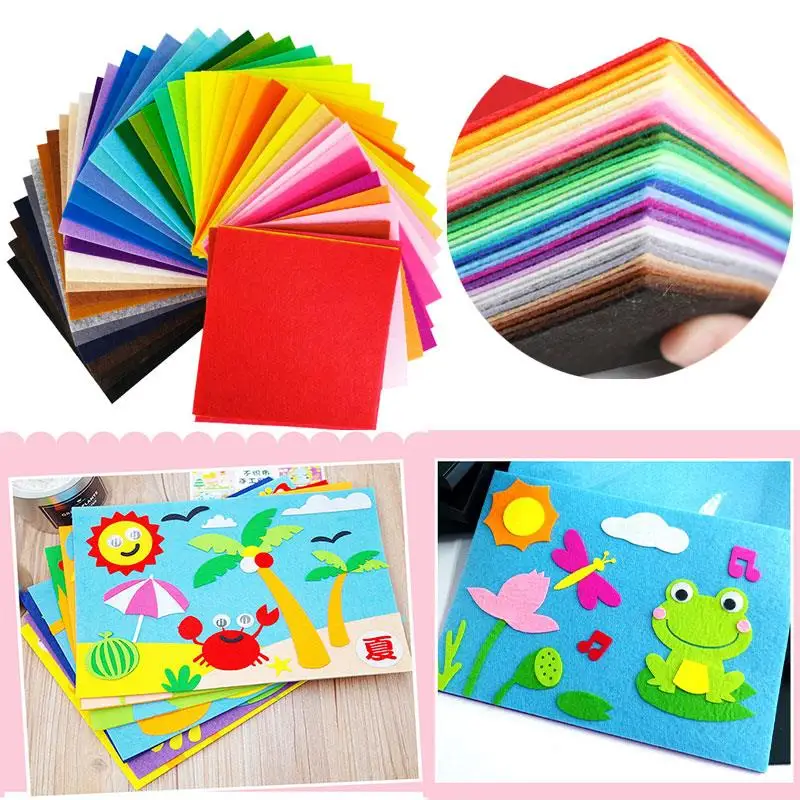 40Pcs Nonwoven Needlework Felt Fabric 10x10cm For Kids Scrapbooking Doll Sewing Crafts