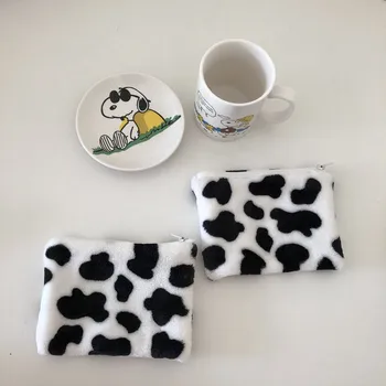 

Cute Wave Dot Coin Purse Girl Phone Earphone Storage Bag Mini Plush Makeup Brush Bags Women Clutch Wallet Korea INS Style