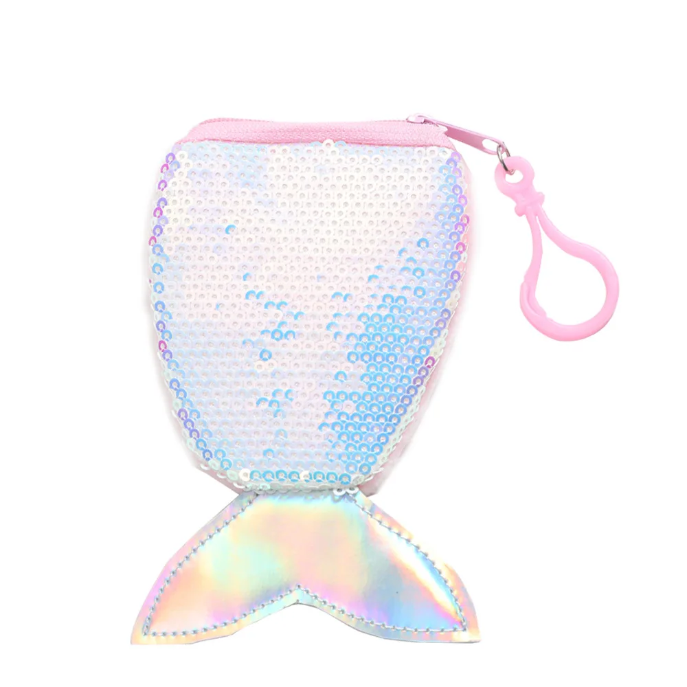 Серебристый Женский кошелек, хвост русалки, блестки, кошелек для монет, сумки через плечо, держатель, кошелек, мешочек, подарок для детей, девочек - Цвет: Серебристый