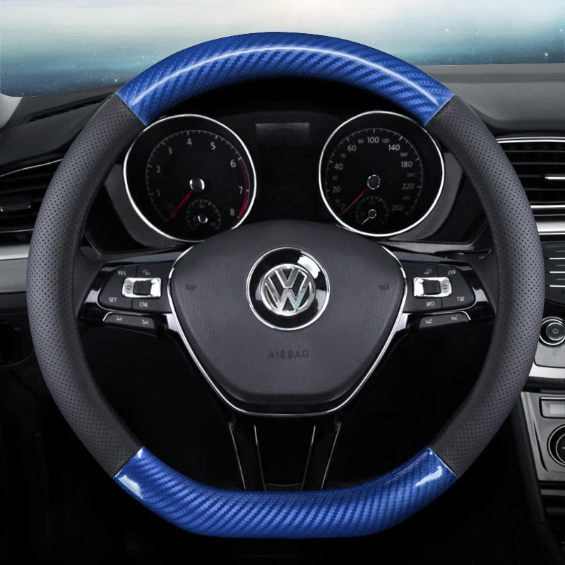Car Steering Wheel Cover Leather Carbon Fiber for Opel Astra g/gtc/j/h Corsa Antara Meriva Zafira Insignia Mokka KX3 KX5 - Название цвета: Type D