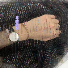 Новая нейлоновая неэластичная жаккардовая сетчатая ткань с цветными бусинами и сказочной сеткой для детской одежды