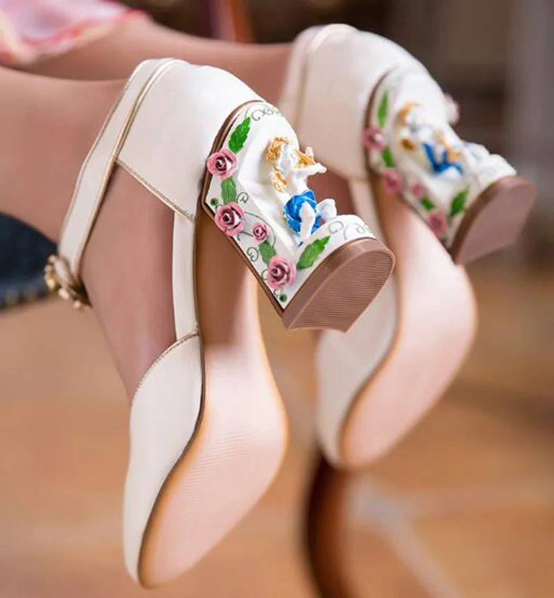 Туфли-лодочки ручной работы элегантные свадебные туфли на квадратном каблуке с 3D