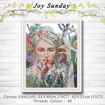 

Listen to the quiet beauty girl decor Patterns 14CT 11CT Counted Cross Stitch Sets embroidery sets Needlework kits Home decor