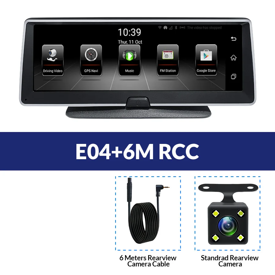 E-ACE, Автомобильный видеорегистратор, 8 дюймов, автомобильная камера, 4G, Android FHD, 1080 P, видео регистратор, gps навигация, ADAS, удаленный монитор, видеорегистратор с двумя объективами - Название цвета: E04-6M RCC