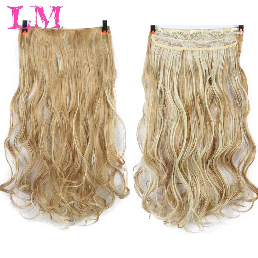

LiangMo 24" long Synthetic Curly 3/4 Full Head Clip in Hair 5 clip Extensions Black Brown 24 Colors Natural Hair 1 Piece for Wom