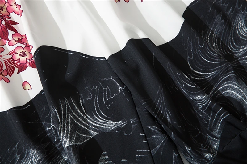 Bebovizi 2020 Japanese Style Harajuku Men Trousers Sakura Samurai Costume Loose Fashion Women Traditional Bloom Pants Haori