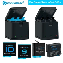 

COOLSHOW 1800mah 3 Ways LED Light Battery for GoPro Hero 9 10 Battery for GoPro Hero 8 7 6 5 Action Camera