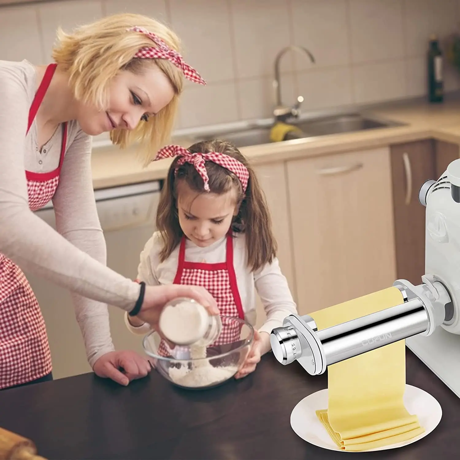 Description Picture 2 of item2024 Bosch Pasta Roller Attachment Kitchen Mixer MUM2&$4&5, Pasta Sheet Roller, Spaghetti & Fettuccine Cutter Maker Accessories