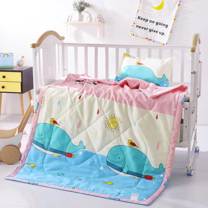 Летнее хлопковое стеганое одеяло в мультяшном стиле для детского сада, детское летнее крутое одеяло, удобное дышащее стеганое одеяло Siesta - Цвет: E
