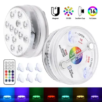 

2pcs LED submersible lamps Waterproof Battery Operated Pond Pool Light Outdoor Vase remote control Lights