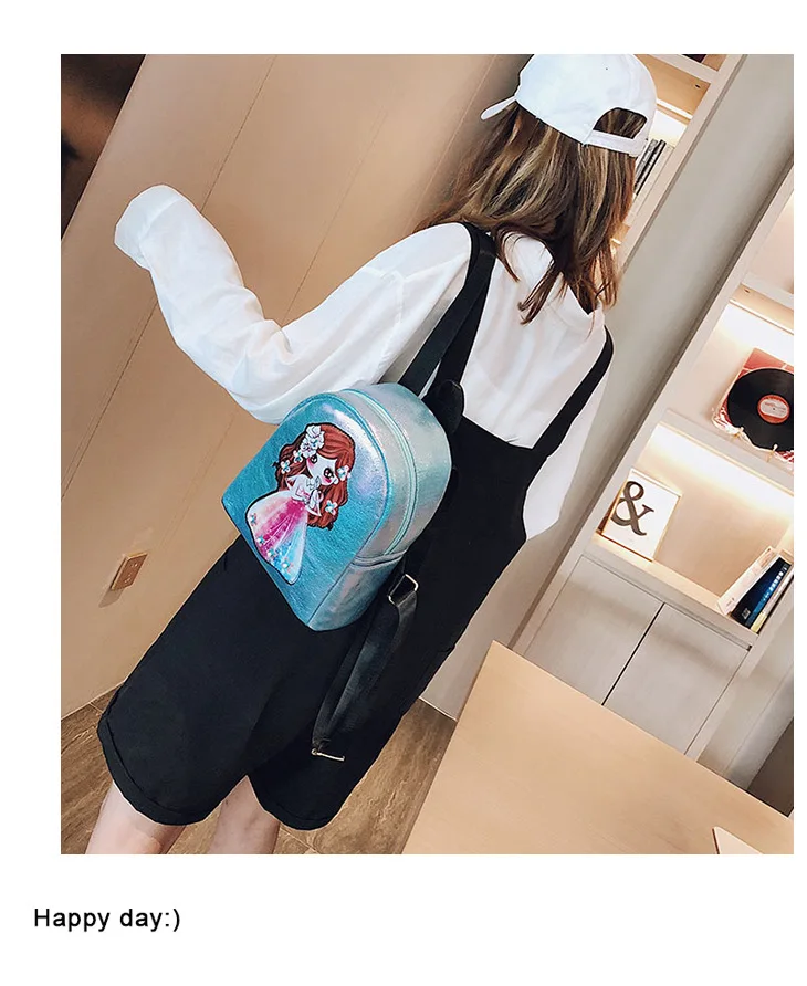Cartoon Princess Backpack Casual Children GIRL'S School Bag Pearl Backpack Mini Japanese Korean Double Back