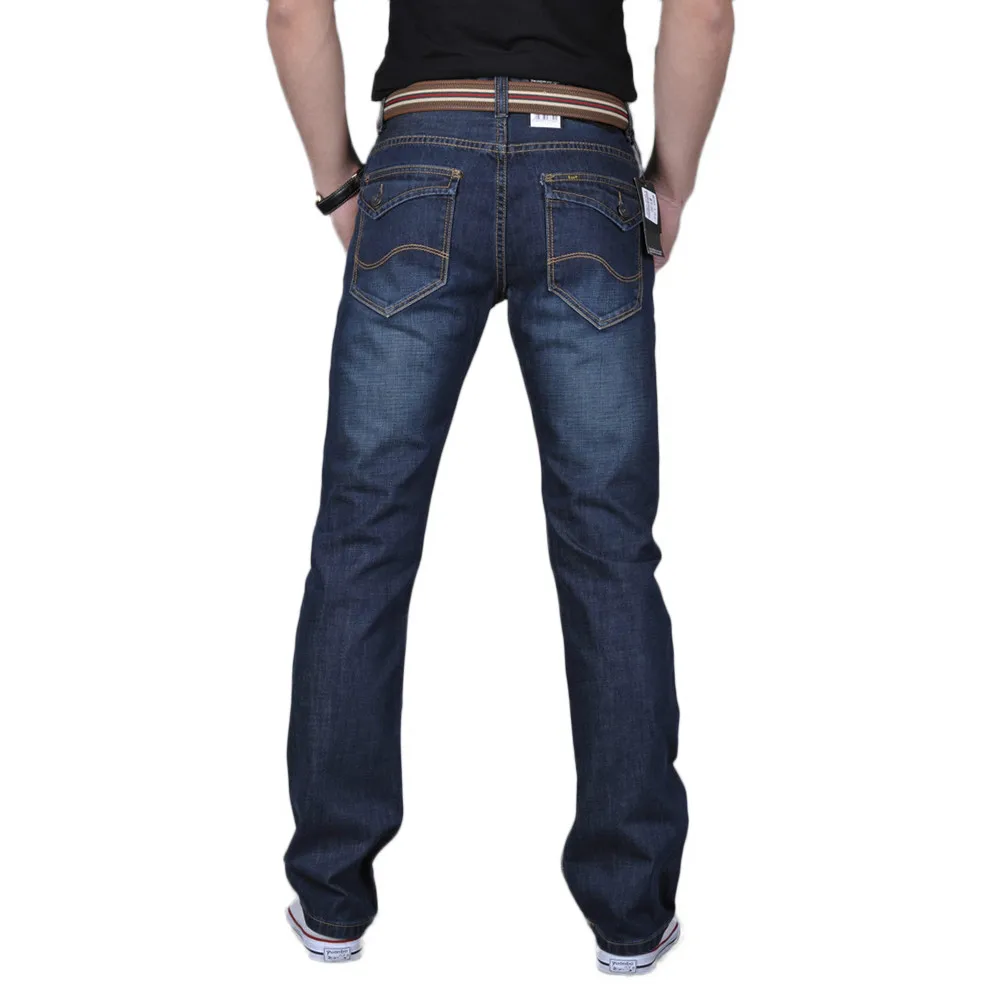Осенние и зимние новые брюки мужские повседневные тонкие прямые джинсы утолщение тренд дикие простые модные брюки# Zer