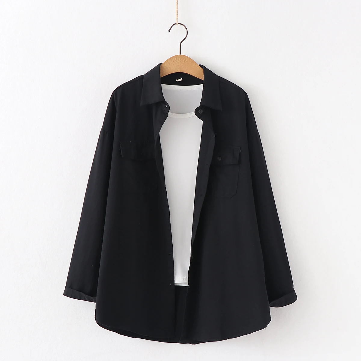 Goedkoop Verse Eenvoudige Effen Kleur Losse Shirt Vrouwen 2019 Herfst Nieuwe Vrouw Casual Lange Mouw Blouse Katoen Kantoor Blouses Tops Blusas