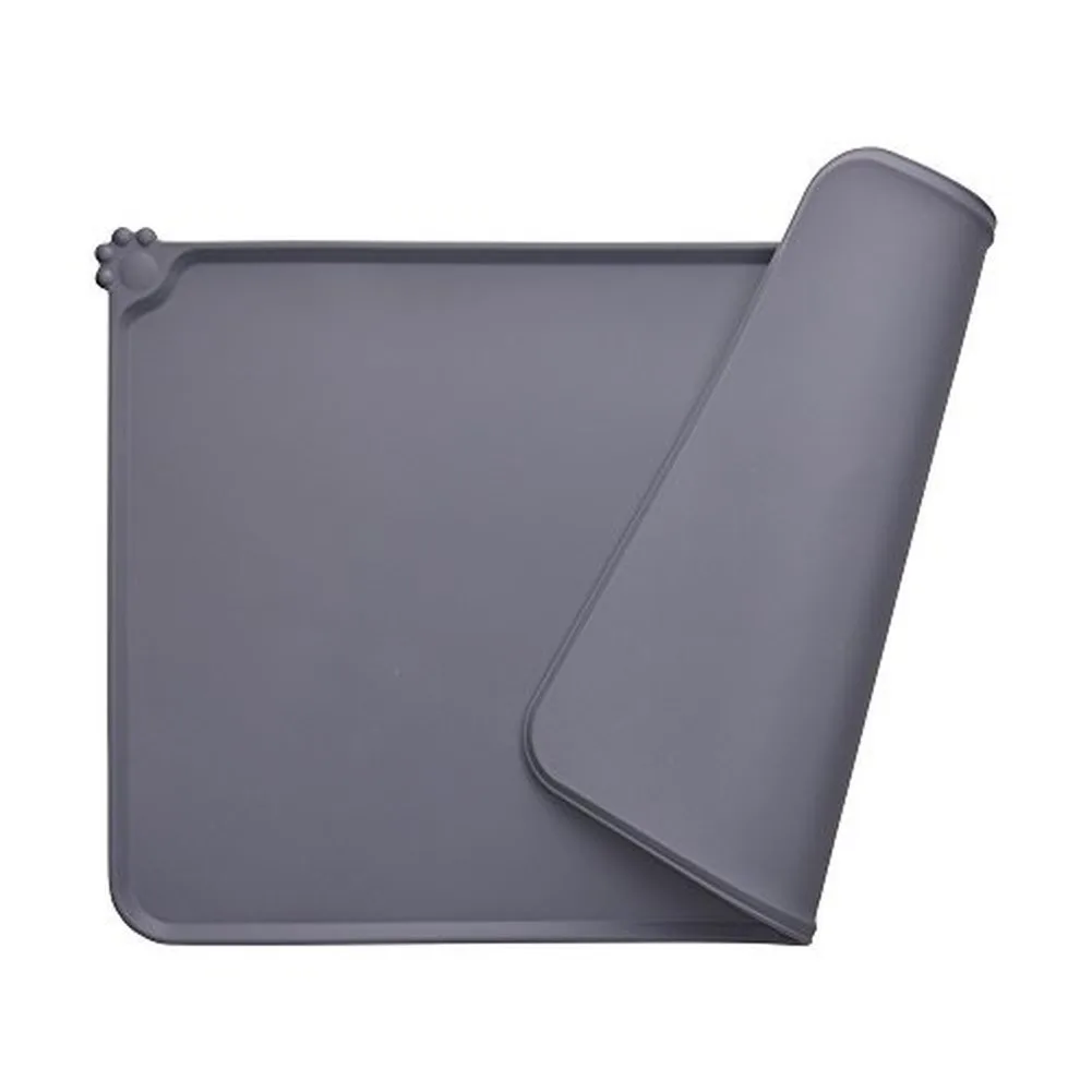 Waterproof Pet Feeding Mat For Dog Cat Solid Color Silicone Pets Food Drinking Pad Puppy Feeder Placemat Easy Washing 48x30cm