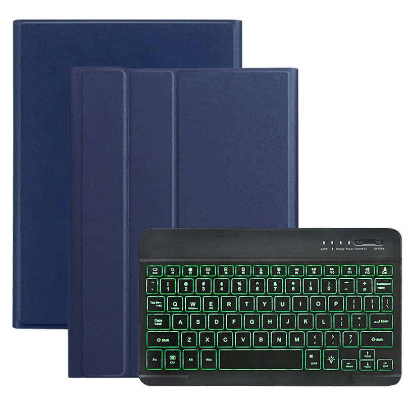 Чехол-клавиатура для samsung Galaxy Tab A 10,1 SM-T510 SM-T515 T510 T515 bluetooth-клавиатура с подсветкой+ чехол-подставка для планшета A40 - Цвет: Синий
