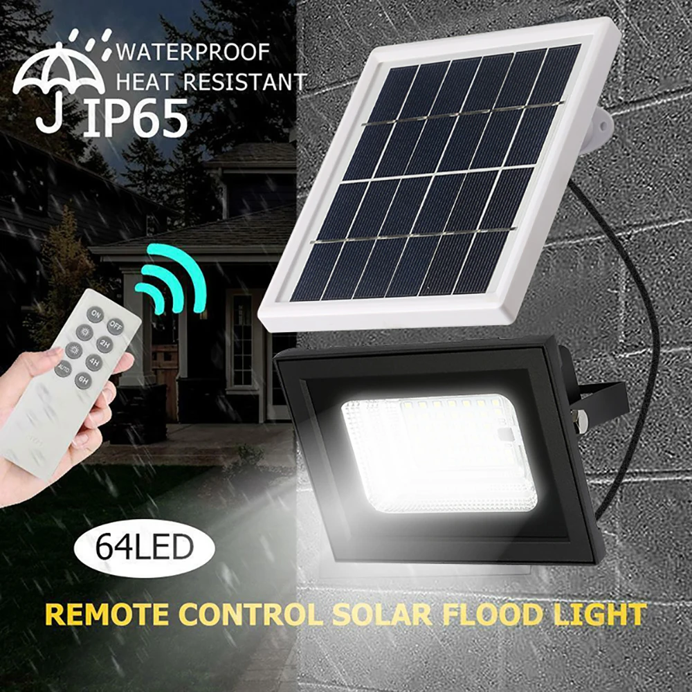 Mpow 4264LED Outdoor Solar Flood Light Reflector Remote Control Solar Power Waterproof LED for Garden Street Solar Flood Light