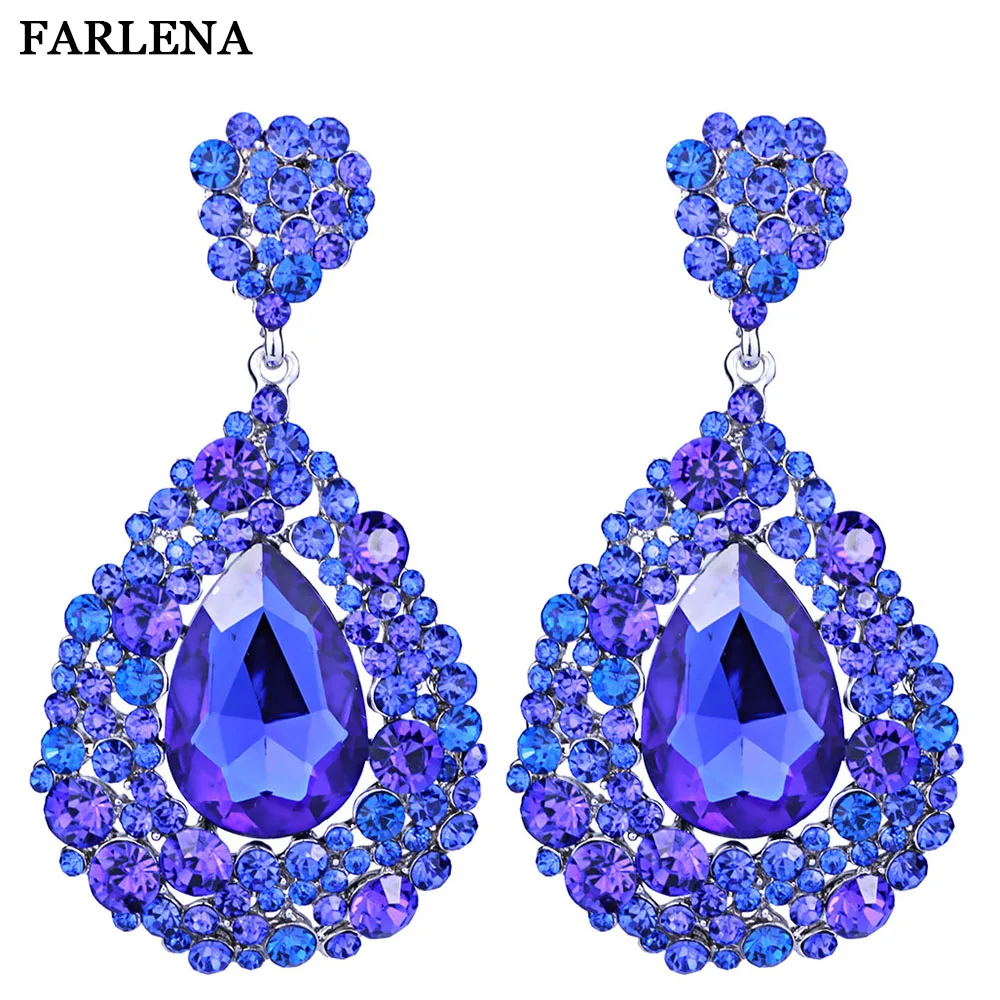 Pendientes de cristal austríaco brillante aretes largos, elegantes, para boda, 2017 -
