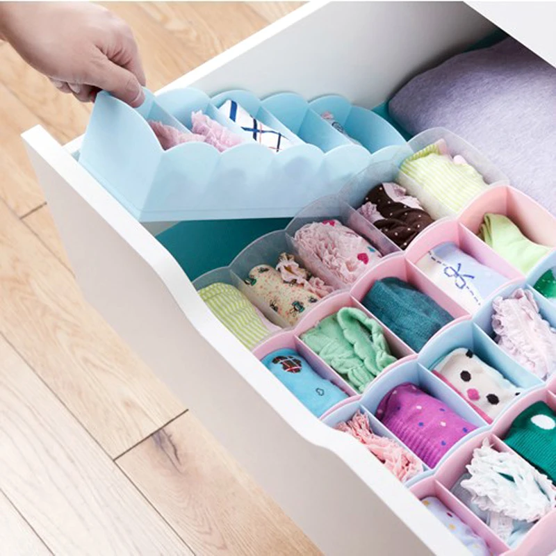 

1Pc Plastic Five Grid Drawer Organizer Underwear Socks Storage Box Groceries Jewelry Cosmetics Makeup Desktop Storage Box