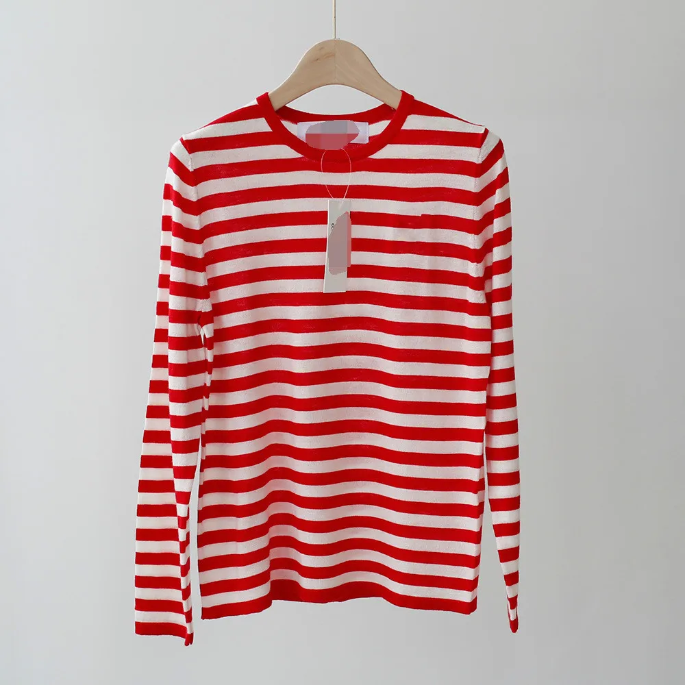 Women Sweater 209 Autumn New Fine Imitation Superfine Wool Striped Contrast Color Sweater Female Round Neck Pullover Long Sleeve