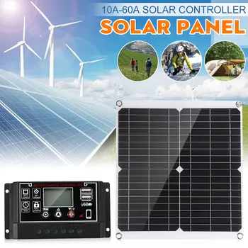 

50W 18V Solar Panel with battery Clip+10/20/30/40/50/60A Solar Car Charger Controller Solar Cells for Outdoor Camping Hiking