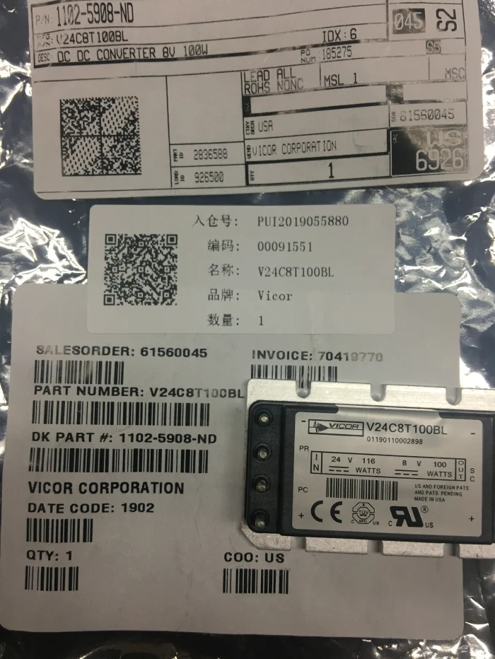 V24C8T100BL изоляции DC/DC преобразователь 8V 100W