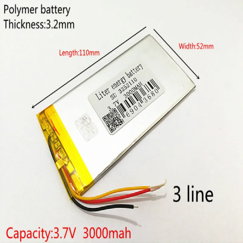 1 шт. 3 7 V 3000 мА/ч Перезаряжаемые литий-полимерный аккумулятор li-ion Батарея для