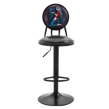 

Bar Chair Bar Lift Home Back Swivel Chair High Stool Creative Front Chair Retro Industrial Bar Stool