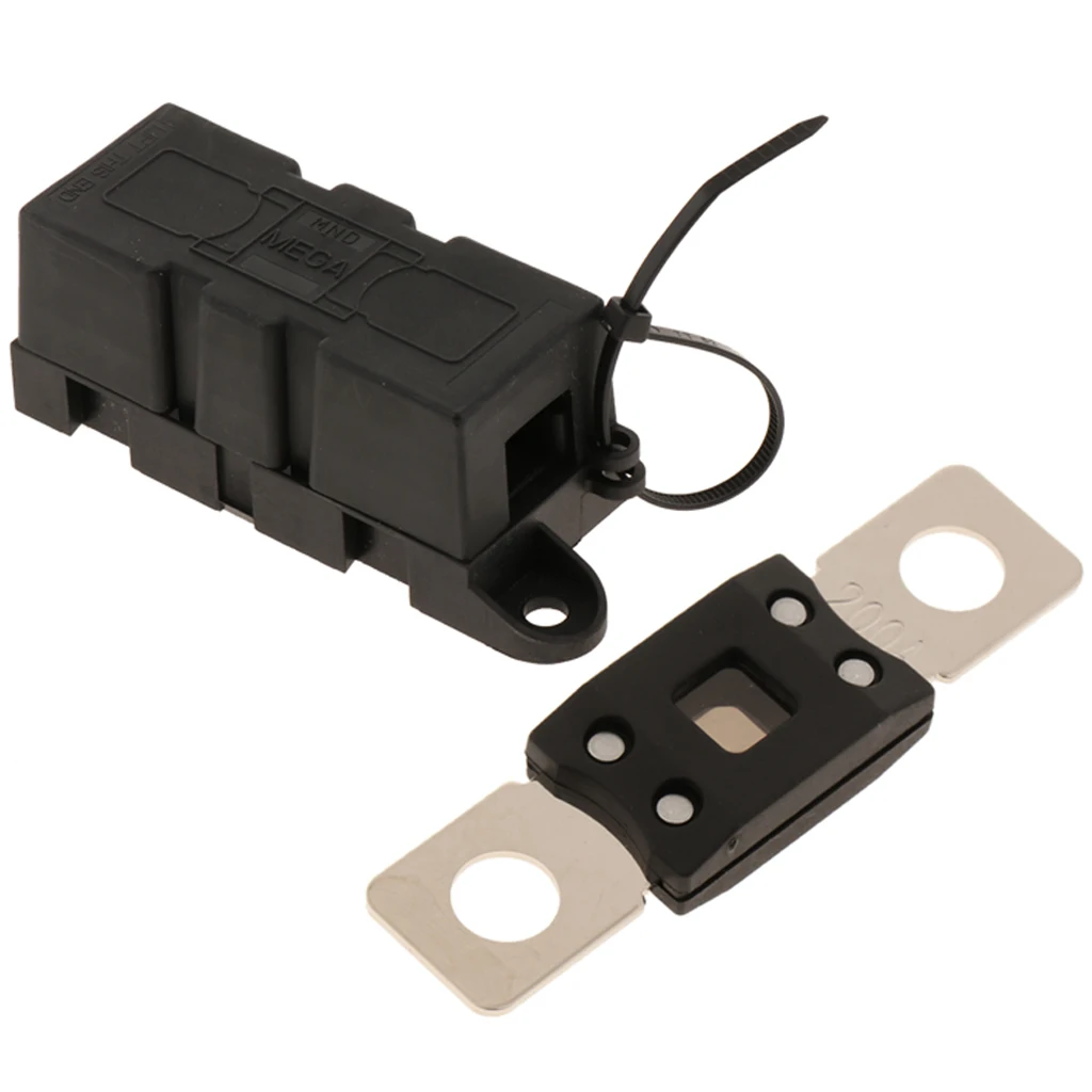 MEGA Bolt-on Fuse 200A+MEGA Fuse Block/ With Cover For RV/Van/Truck/Boat/Yacht/Marine