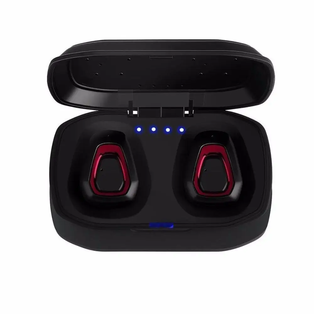 Bluetooth наушники Беспроводная Спортивная гарнитура стерео наушники Bluetooth 5,0 наушники с микрофоном зарядный чехол беспроводные наушники гарнитура TWS - Цвет: RED