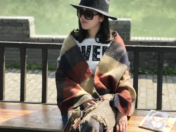 

Double-sided use Winter Plaid scarf wraps Imitation Cashmere pashmina women scarfs thick Dual shawl hijab poncho for ladies