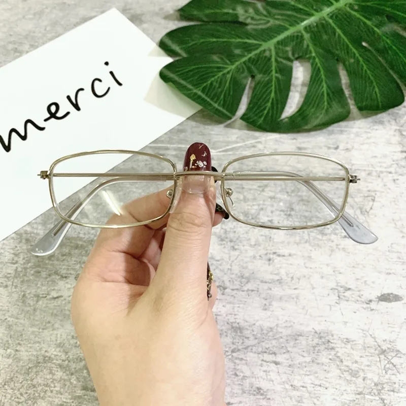 1PCs Small Vintage Retro Shades Rectangle Sunglasses UV400 Metal Square Frame Clear Lens Sun Glasses Eyewear Men Women_voghion.com