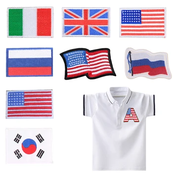 

National Flag Badge Patch Iron on Patches for Clothing Sew on Stickers on Clothes for Kids Embroidered Patches for Appliques DIY
